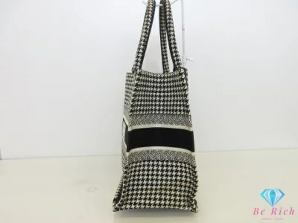 Dior Camp Christian White Black Houndstooth Handbag Book Tote White Black